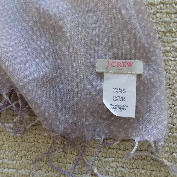 j. crew jcrew polka dot winter fall style purple fringe tassle scarf - Picture 3 of 3